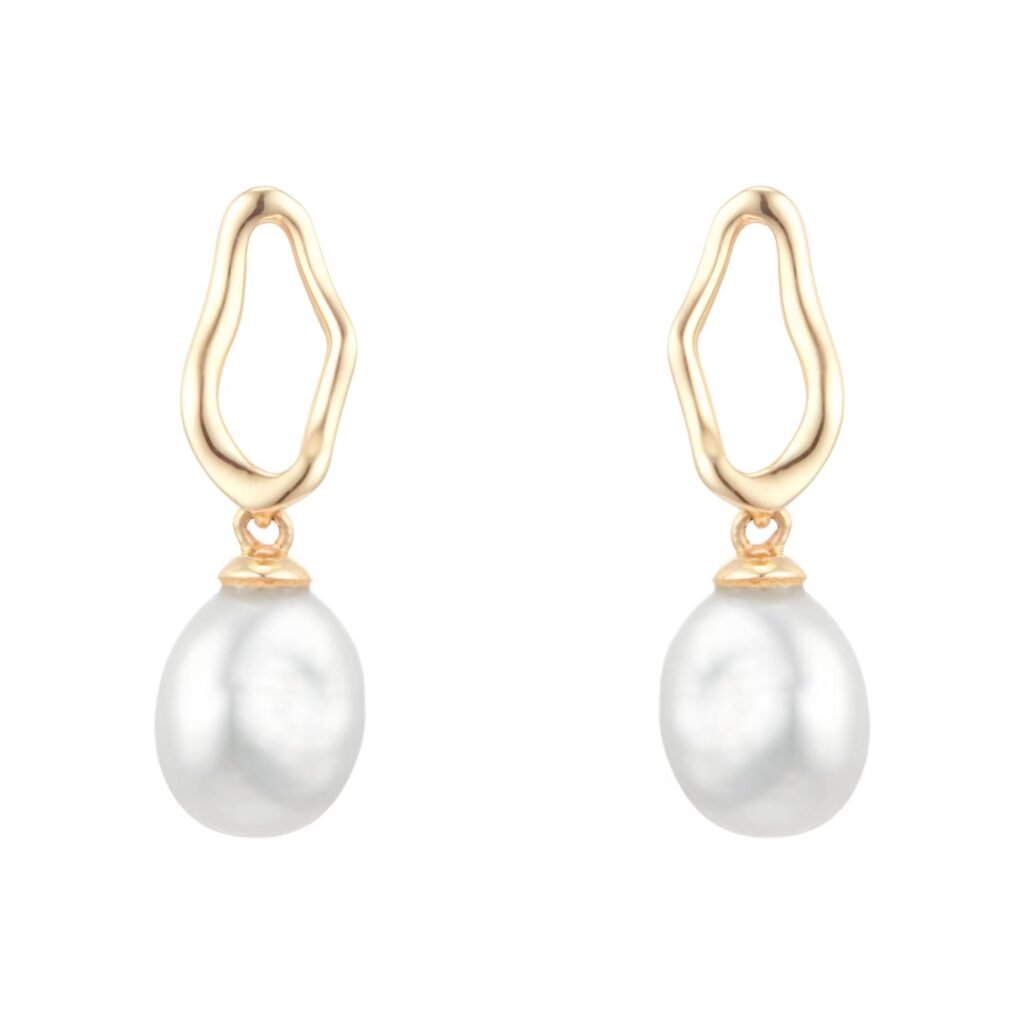 18ct Yellow Gold Baroque Pearl Stud Earrings